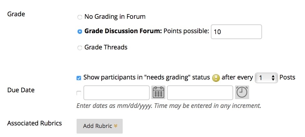 select grade discussion in forum settings to turn on grading